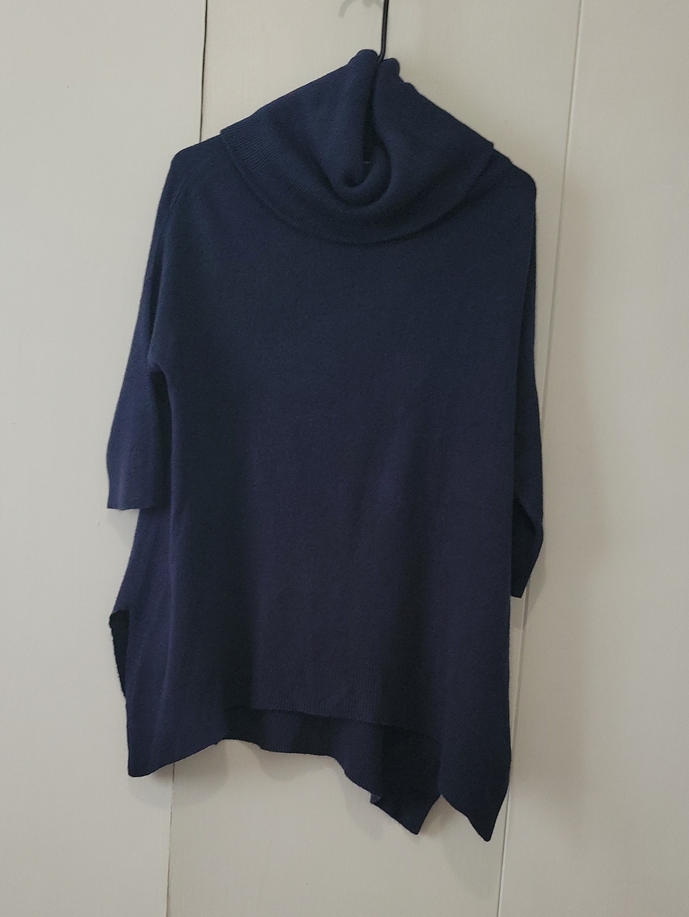 Sweet Romeo Navy Cowl Neck Sweater Poncho